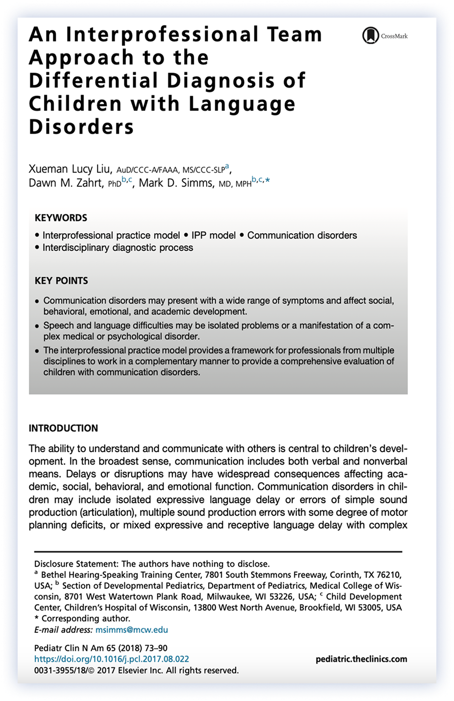 Journal article about language acquisition