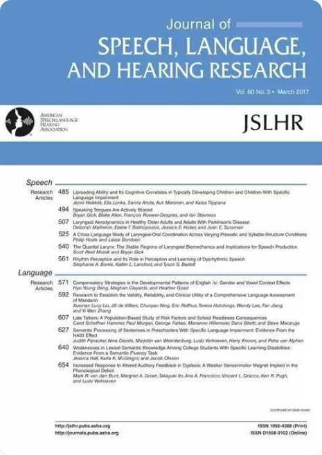 Journal of Speech, Language, and Hearing Research Cover